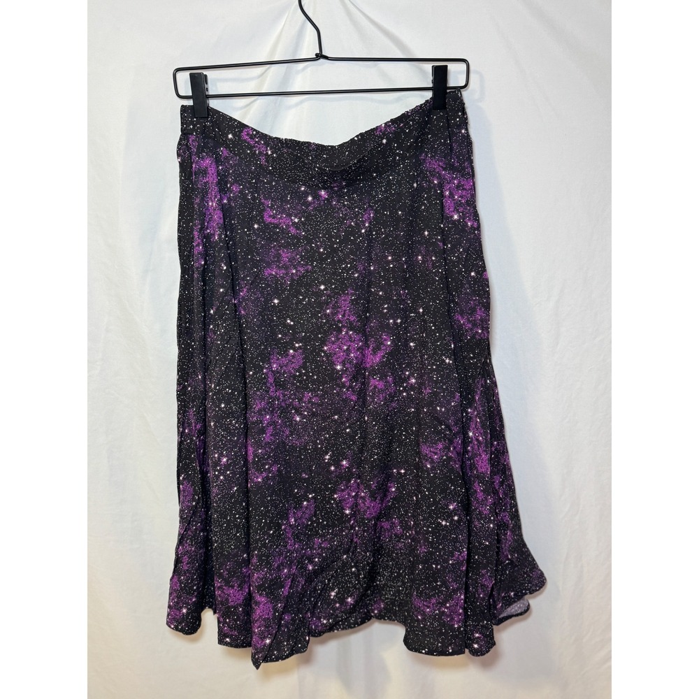 Purple Galaxy Midi Skirt Womens L Celestial Whimsigoth Vintage Style Tulip B NWT